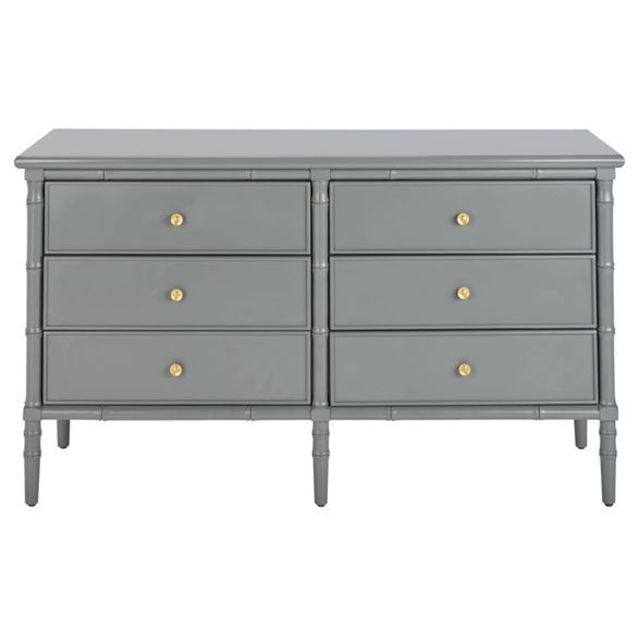 Mina 6 Drawer Dresser Gray/Gold - Safavieh | Target