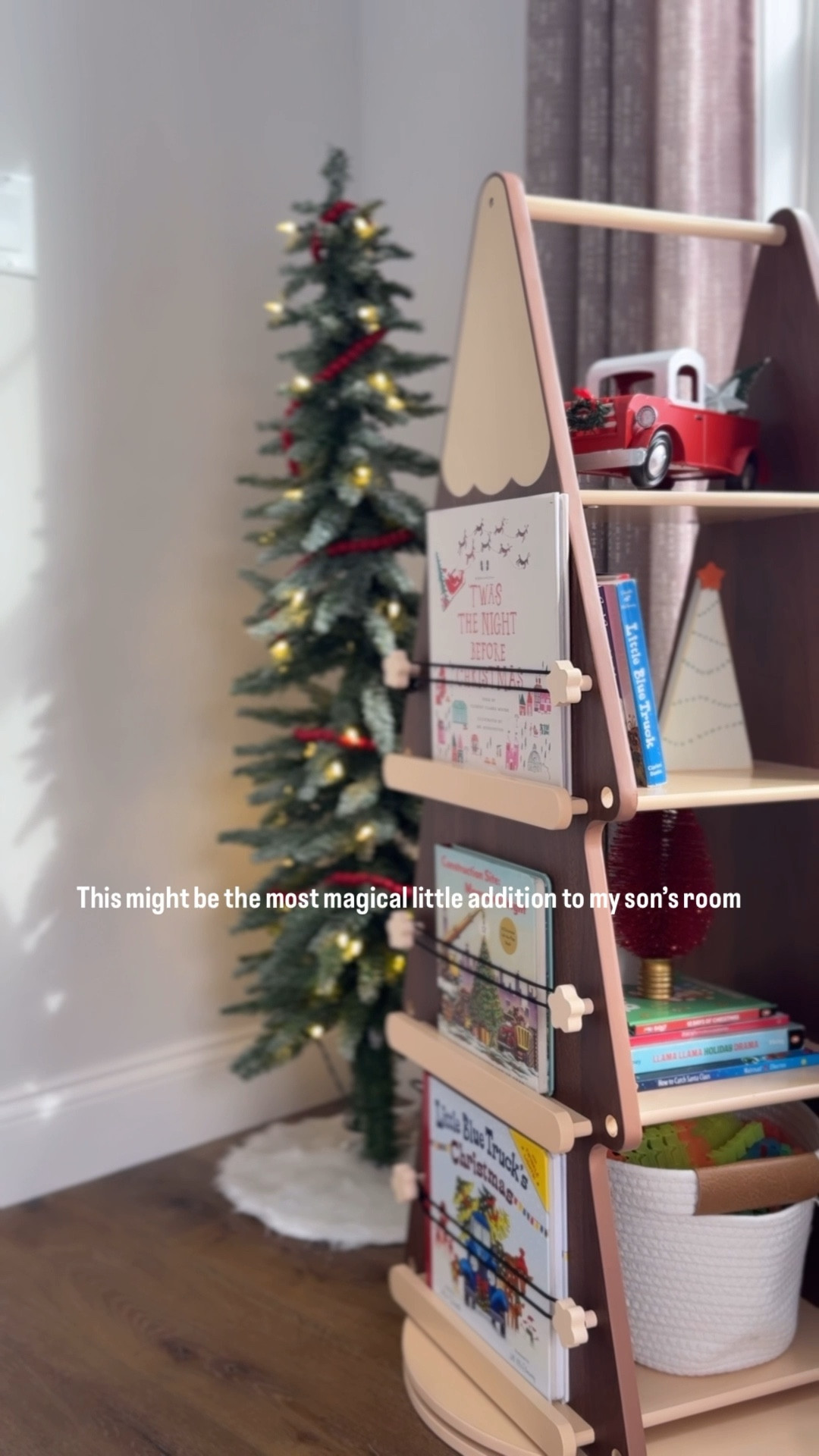 A Christmas tree bookshelf that’s festive and functional 🎄

Made from sturdy pine wood, and it rotates a full 360° so he can grab books from any angle. Plus it was surprisingly easy to assemble! 

This would make such a sweet gift for the little book lover in your life ❤️ 

#christmasbooks #kidroominspo #playroomdecor #kidsfurniture #holidayhome #christmasinspo #decorfinds #ltkhome #ltkholiday 

#LTKHoliday #LTKHome #LTKGiftGuide