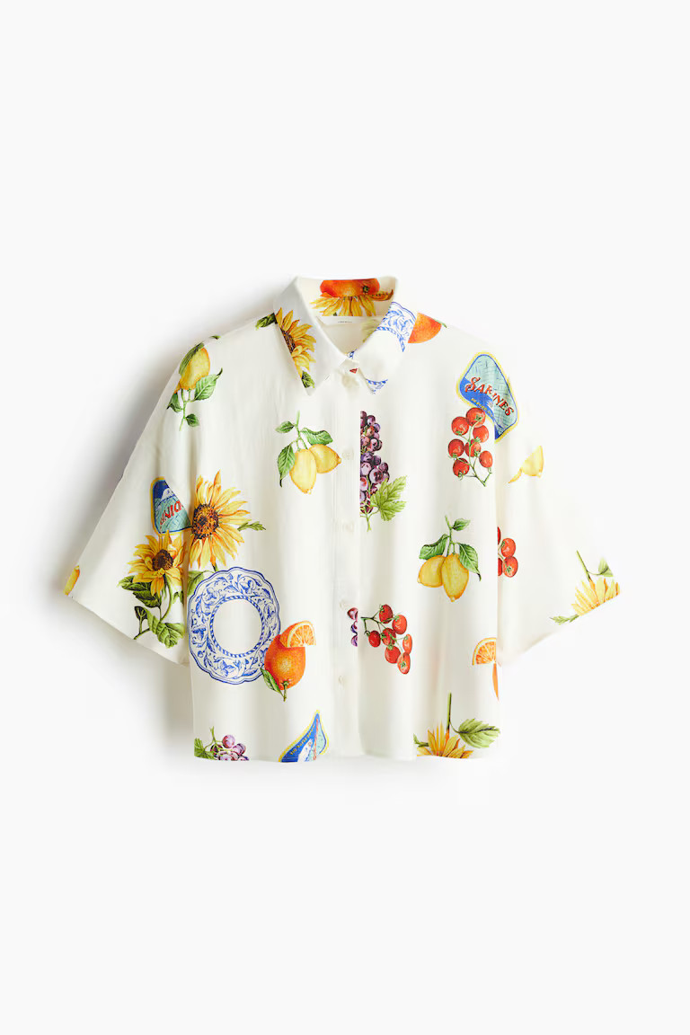 Printed linen-blend shirt | H&M (UK, MY, IN, SG, PH, TW, HK)