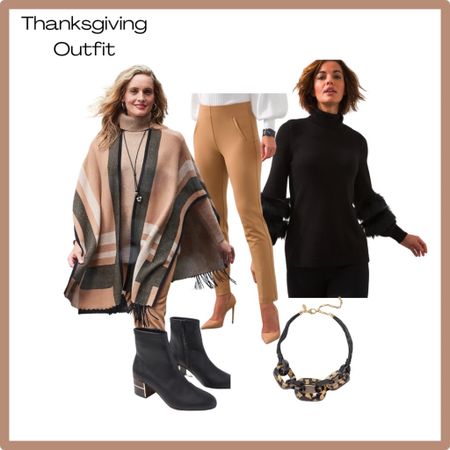 Elegant thanksgiving Outfit. Plaid wrap. Faux fur turtleneck. Slim pants and boots! 

#LTKHoliday #LTKSeasonal #LTKsalealert