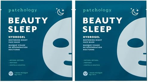 Patchology Hydrogel Face Mask with Retinol and Peptides Beauty Sleep - Gel Face Mask for women and men to reduce fine lines, and hydrate skin. 1 count. (Pack of 2) | Amazon (US)