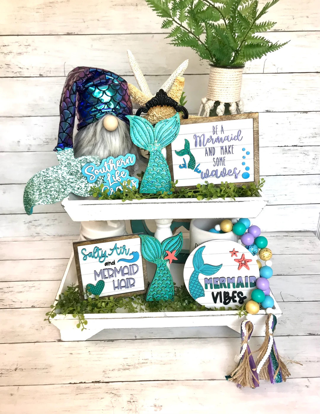 Mermaid Tiered Tray Signs // Mermaid Tiered Tray Décor - Etsy | Etsy (US)