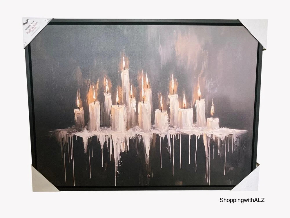 NEW Kirklands LED Light Up Spooky Candles Framed Wall Art Halloween 23 X 31 | eBay | eBay US