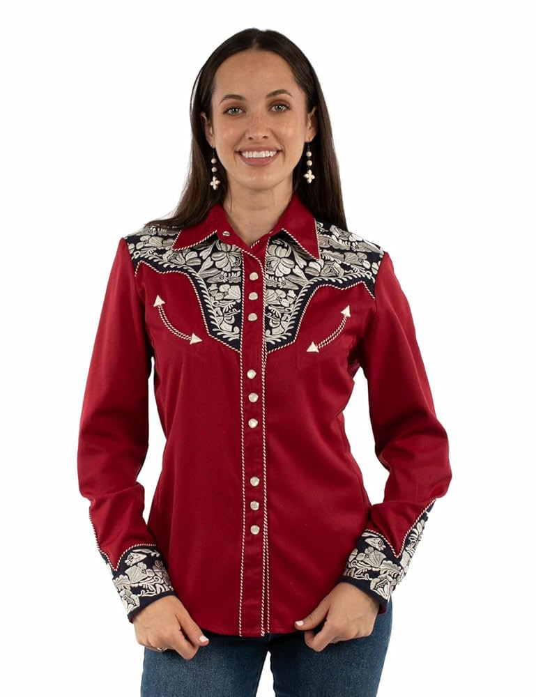 Scully Multi Colored Embroidered Yoke and Sleeve Western Shirt PL654C DEN *** | Amazon (US)