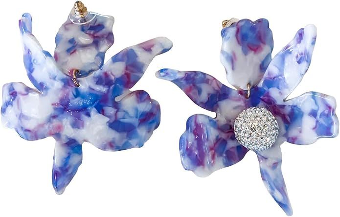 CHEVAUX Acetate Flower Earrings | Crystal Center | Post Back Earrings | Lightweight Large Stateme... | Amazon (US)