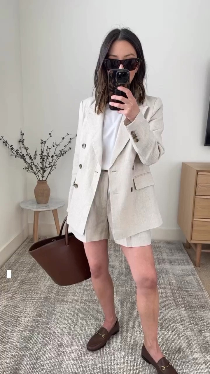 Spring outfit idea for brunch. Banana Republic suit set. Linen shorts set. 

Jacket - BR petite 2
Shirts - BR petite 0
Tee - Everlane medium
Loafers - Sam Edelman 5
Tote - Little Liffner Medium 
Sunglasses - Celine 

Petite Style, Neutral outfit, capsule wardrobe, minimal style, street style outfits, Affordable fashion, Spring fashion, Spring outfit,



#LTKSeasonal #LTKitbag #LTKshoecrush