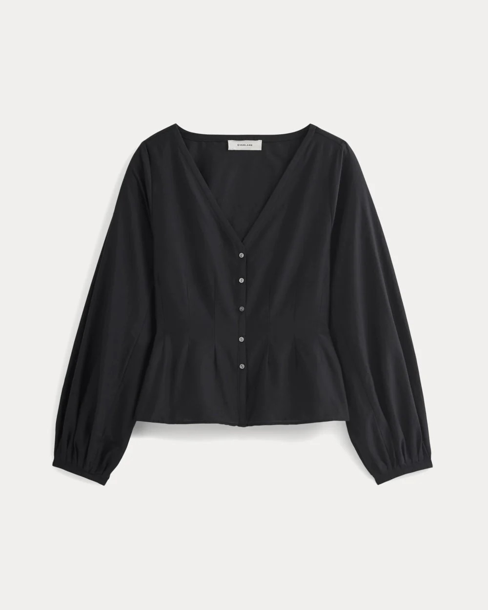 Balloon Sleeve Top in Cotton Silk | Black | Everlane