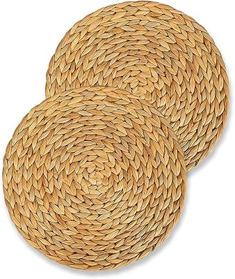 Yesland 4 Pack 11.8'' Rattan Tablemats and Woven Placemats - Natural Round Braided Water Hyacinth We | Amazon (US)