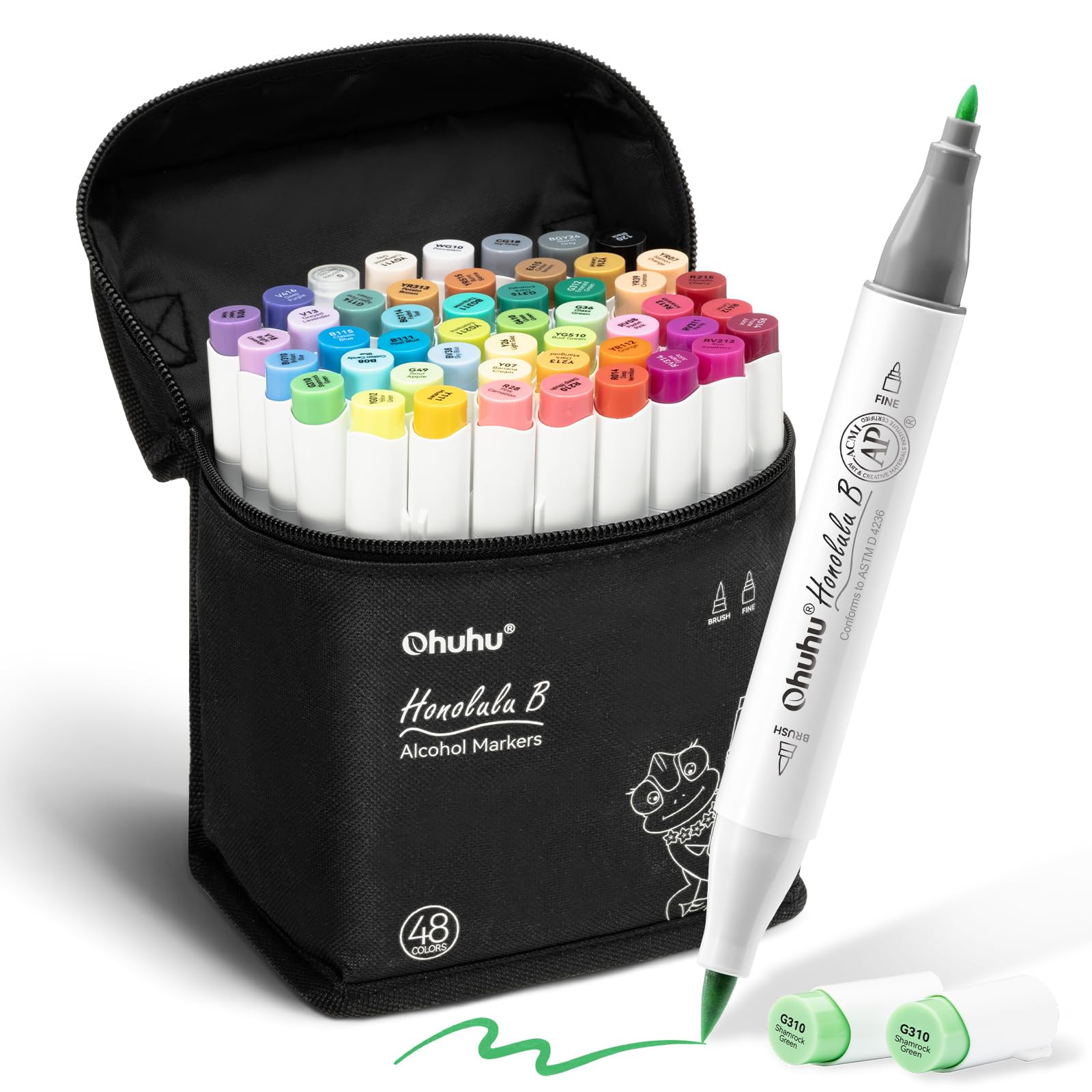 Ohuhu Alcohol Markers Brush Tip 48 Colors- Brush& Fine Double Tipped Art Marker Set for Artist Ad... | Amazon (CA)