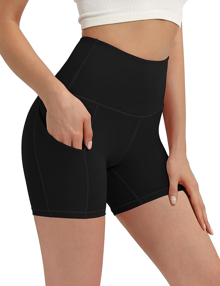 ODODOS Women's High Waist Biker Shorts with Pockets Tummy Control Workout Gym Athletic Running Yoga  | Amazon (US)