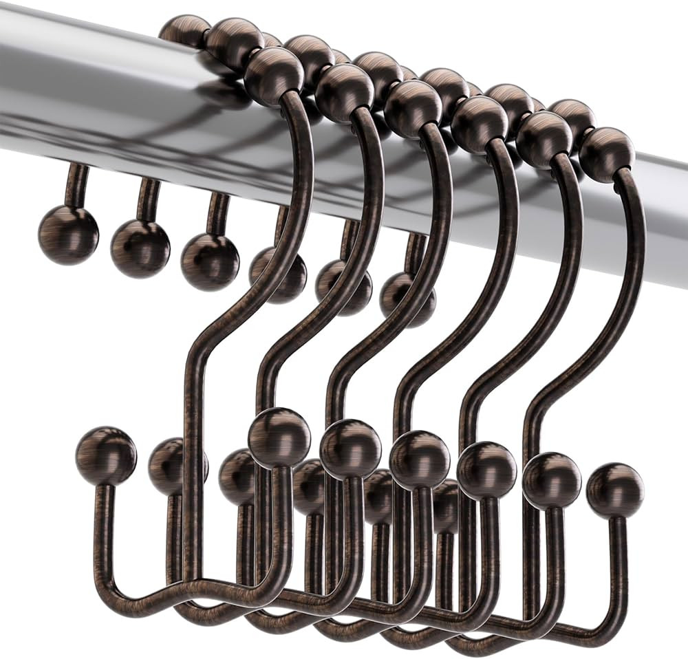 Titanker Shower Curtain Hooks Rings, Rust-Resistant Metal Double Glide Shower Hooks for Bathroom ... | Amazon (US)