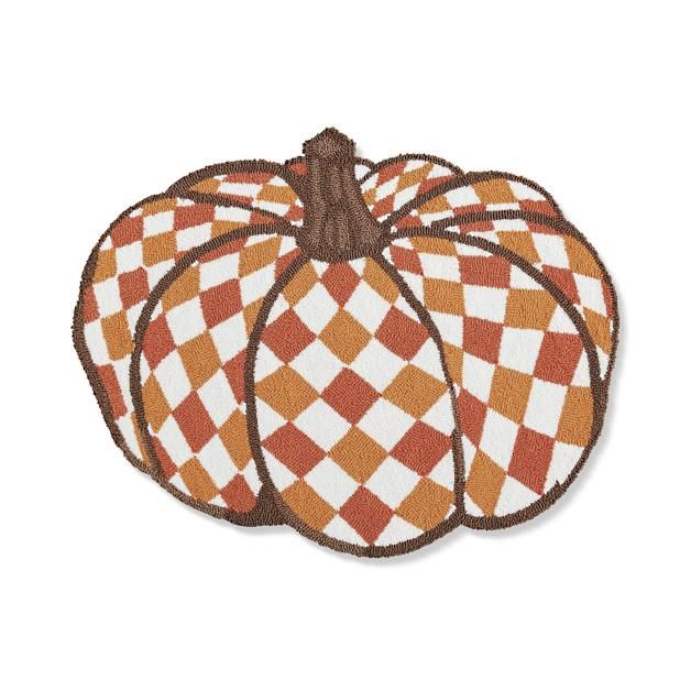 Harlequin Pumpkin Hooked Door Mat | Grandin Road | Grandin Road