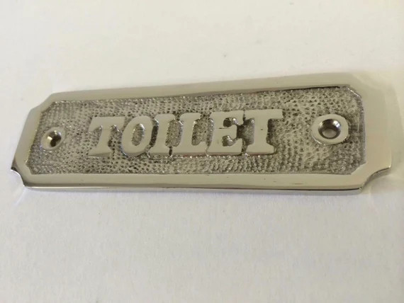 Toilet Door Sign Available in Three Finishes  Nickel Antique | Etsy | Etsy (US)