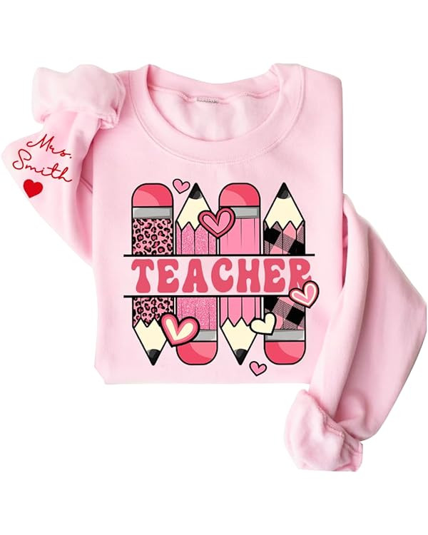 IZI POD Personalized Teacher Valentines Day Sweatshirt, Teaching Sweethearts Teacher Shirts, Gift... | Amazon (US)