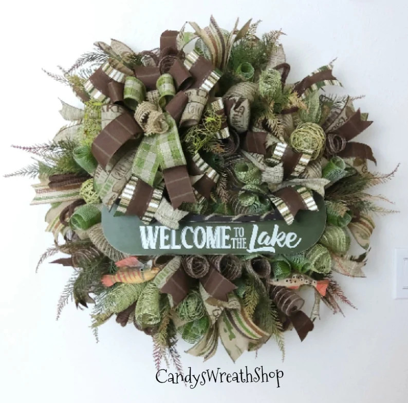 Lake Welcome Wreath, Fish Wreath, Lake Living, Cabin Wreath, Lakehouse Wreath, Summer Wreath, Lak... | Etsy (US)