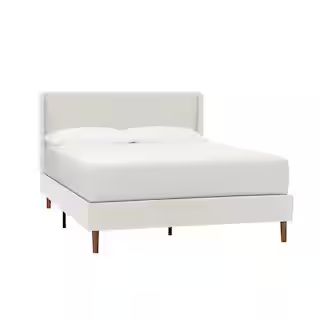 Handale Ivory Queen Upholstery Mid Century Bed | The Home Depot