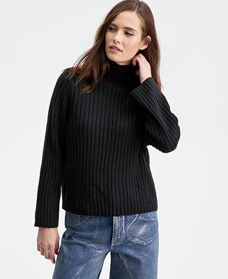 Women's Mock-Neck Ribbed Sweater, Macy's Exclusive | Macy's