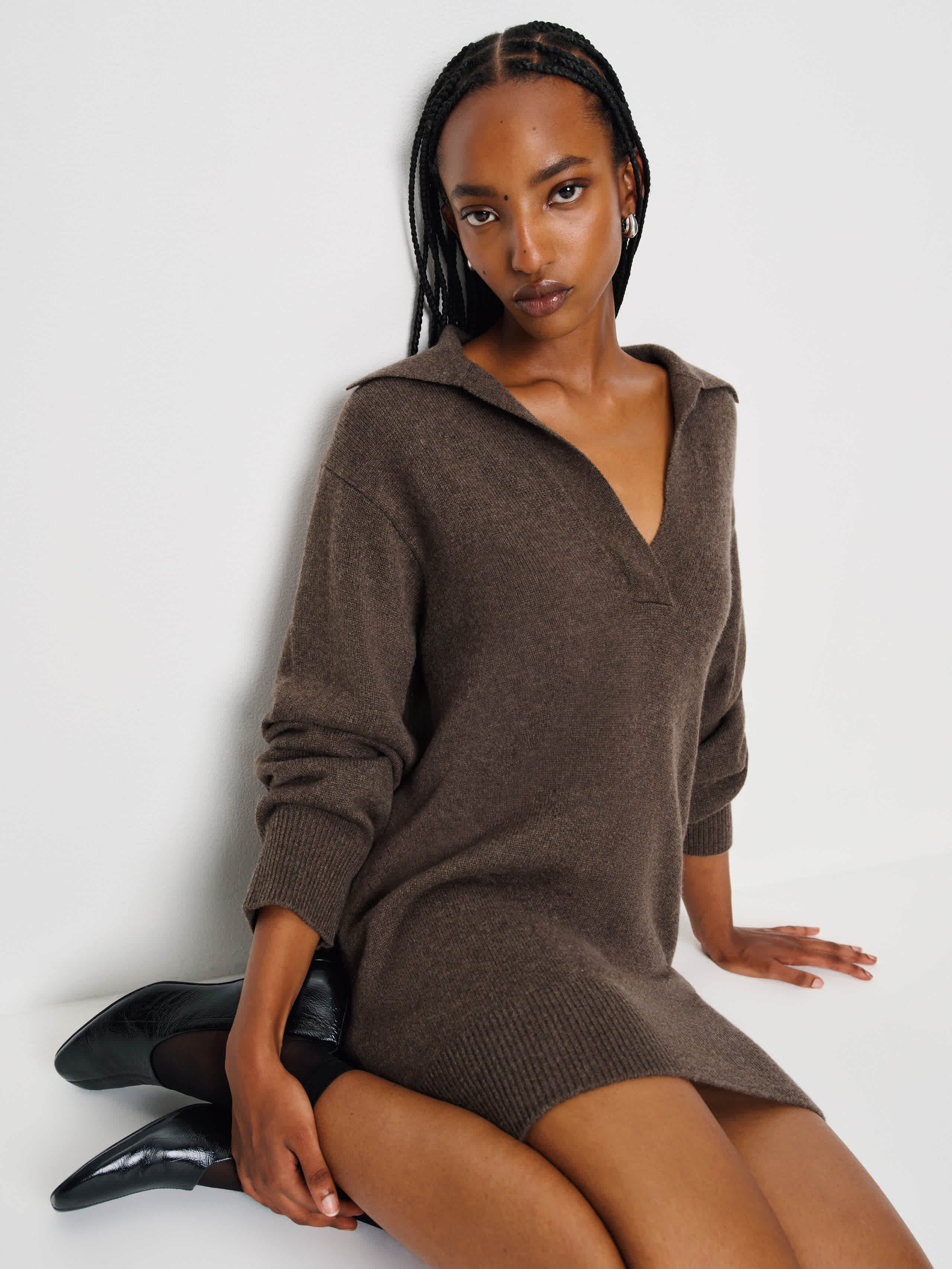 Reformation Maeve Cashmere Polo Dress Brown XS | Reformation (Global)