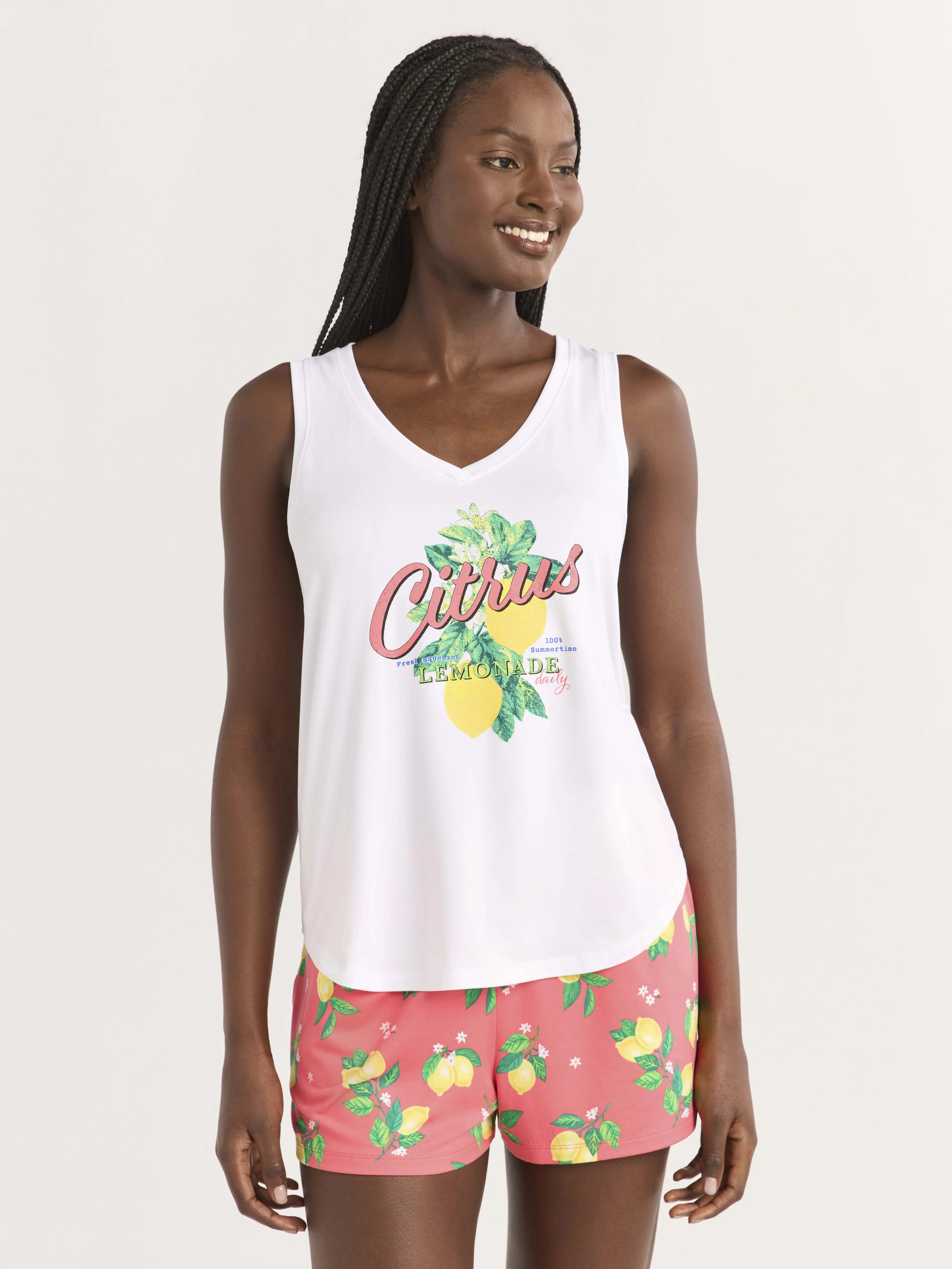 Joyspun Women's Printed Tank Top and Shorts Pajama Set, 2-Piece, Sizes XS-3X | Walmart (US)