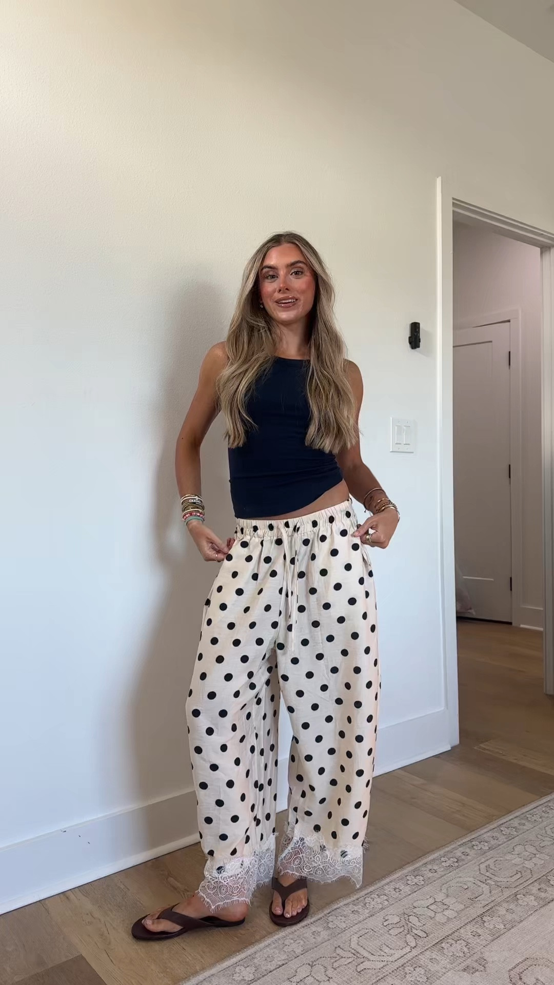Amazon size small Athlisan Womens Polka Dot Wide Leg Palazzo Pants High Waisted Summer Lace Trim Cropped Baggy Trousers with Pockets.

#LTKootd #LTKSaleAlert #LTKdayinmylife