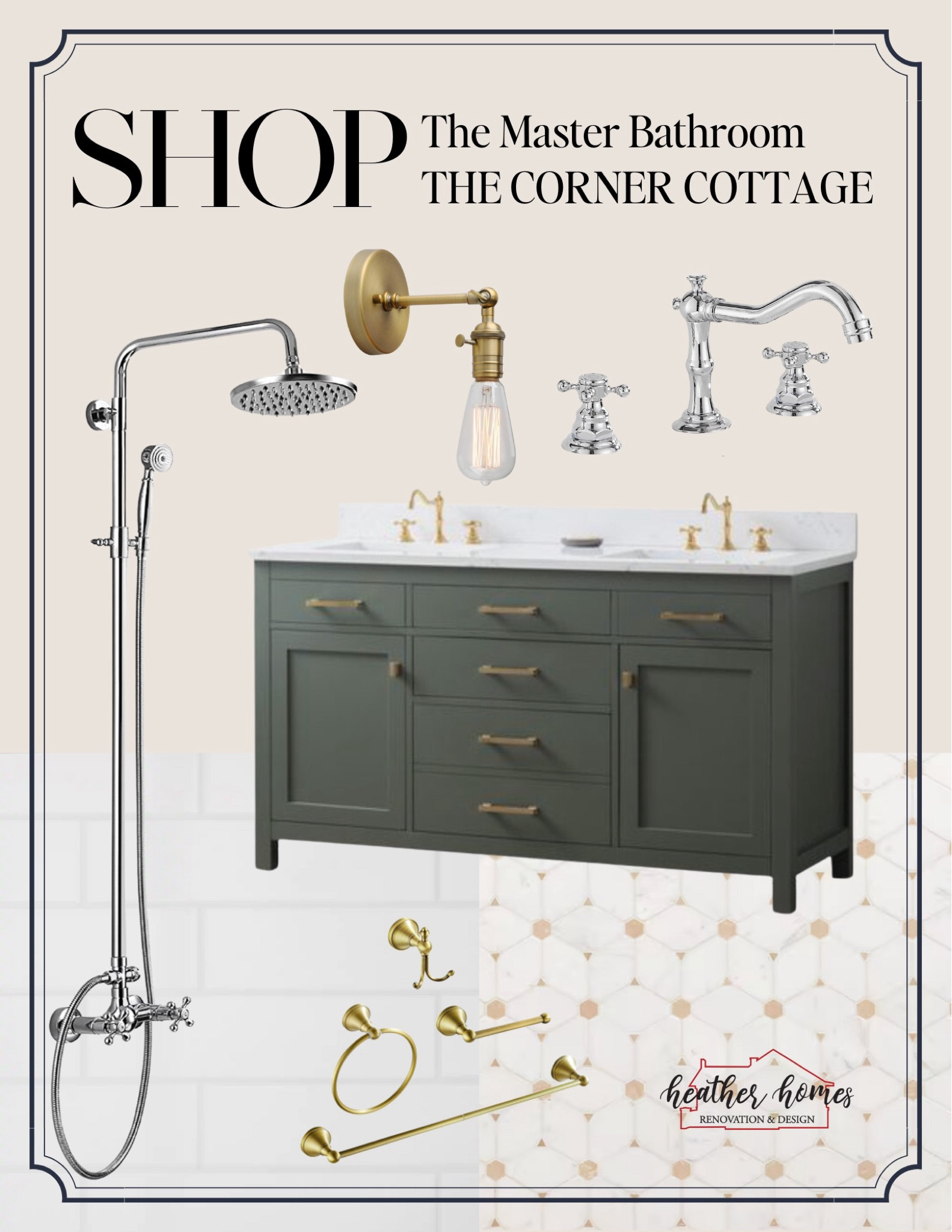Shop the Master Bathroom of the Corner Cottage, a historic home we completely renovated  