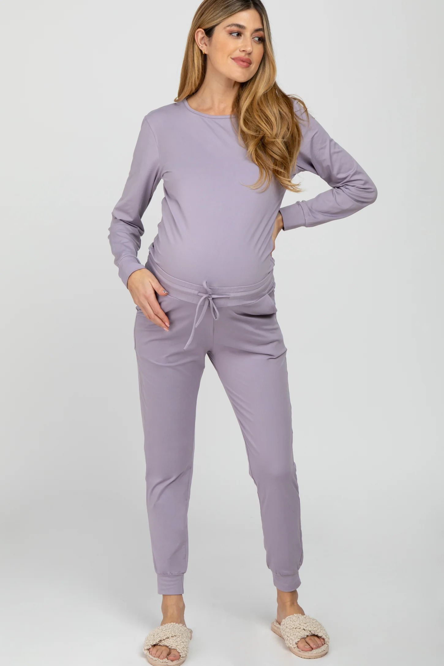 Lavender Soft Knit Jogger Maternity Lounge Set | PinkBlush Maternity