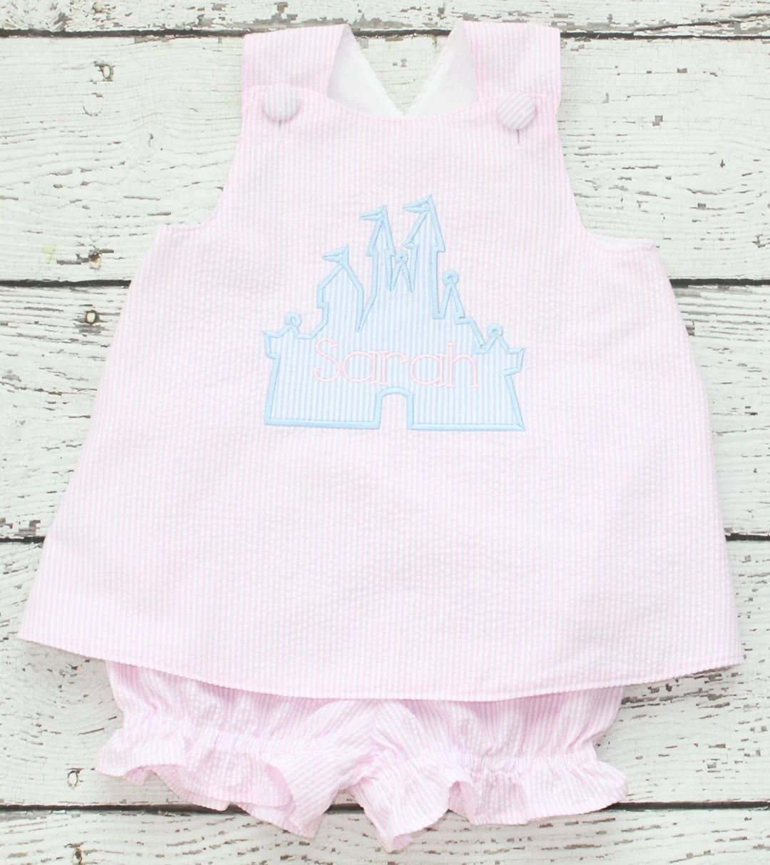 Monogrammed Magic Kingdom Outfit, Monogrammed Disney Pinafore, Monogrammed Castle Outfit, Pink Di... | Etsy (US)