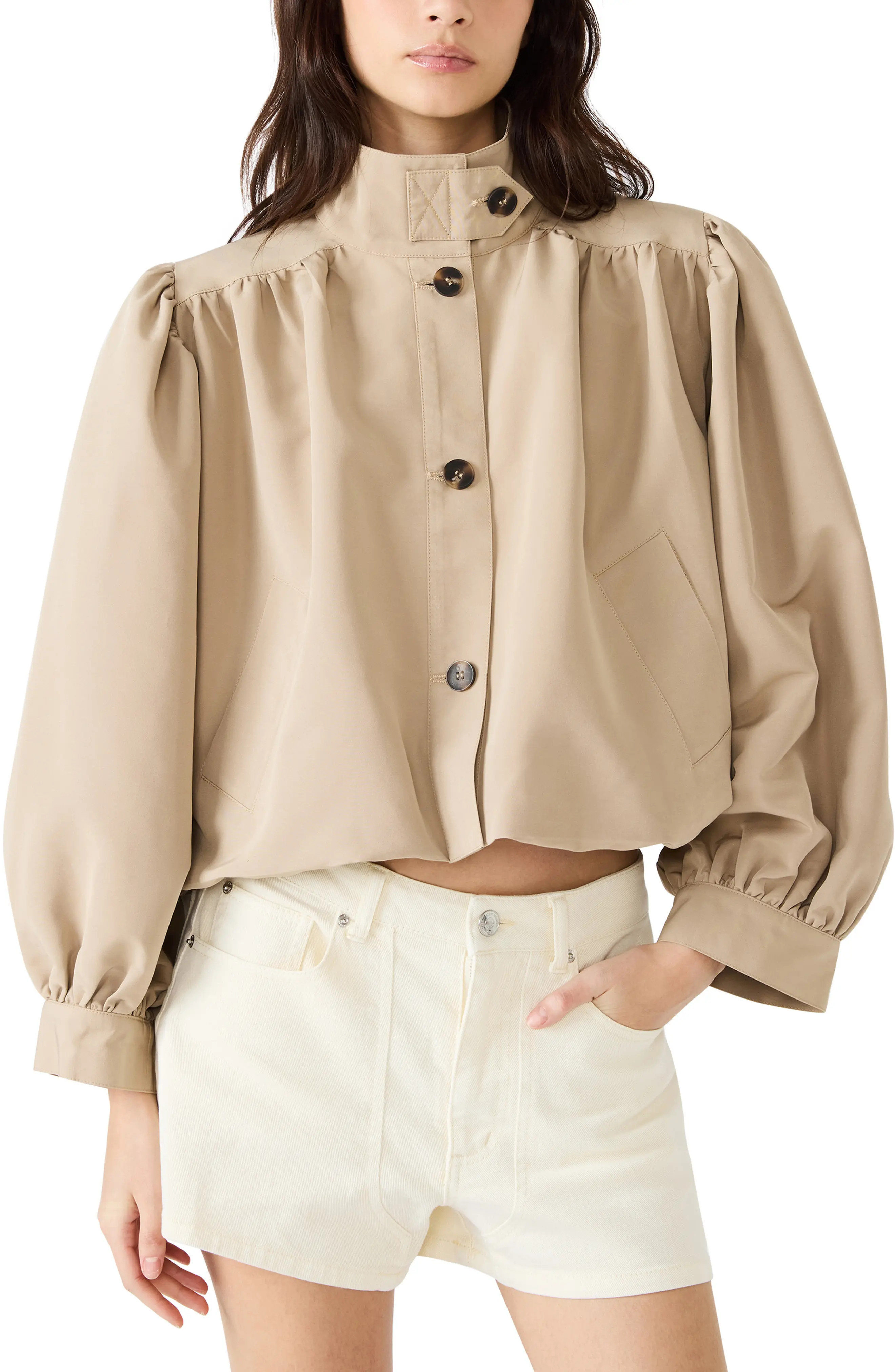 Steve Madden Deedee Blouson Jacket in Tan at Nordstrom, Size Medium | Nordstrom