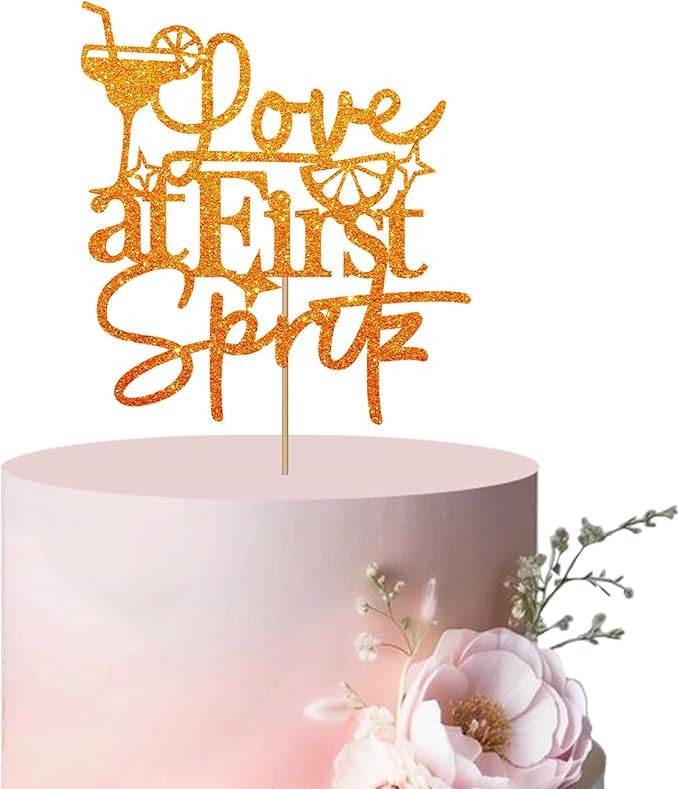 Love at First Spritz Cake Topper, Lemon Citrus Cake Topper for Bridal Shower, Cocktail Cake Decor... | Amazon (US)