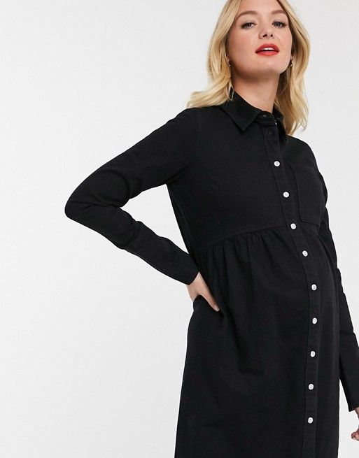 ASOS DESIGN Maternity denim shirt dress in black | ASOS UK