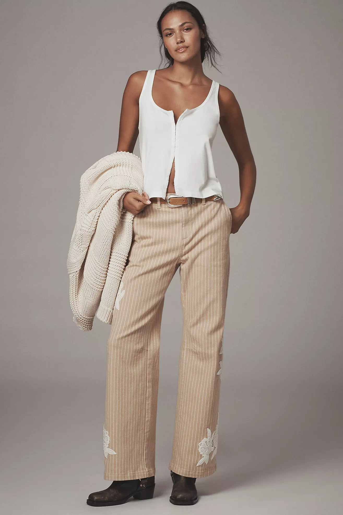 By Anthropologie Lace-Embellished Railroad Pants | Anthropologie (US)