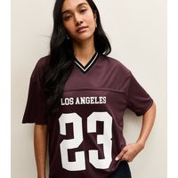 Women's Dark Burgundy LA Logo Football Top New Look | New Look (UK)