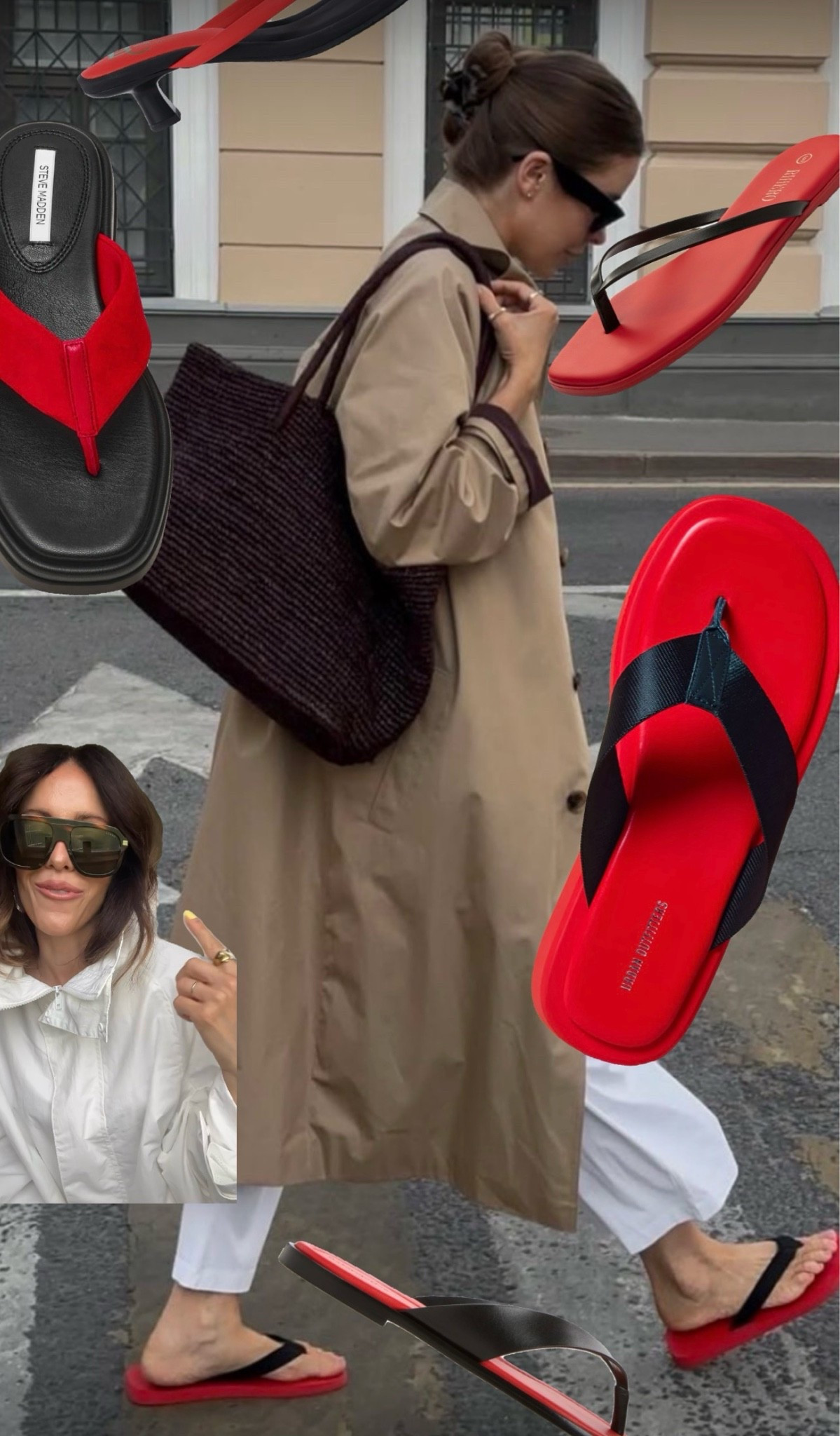 Red and black flip flops!