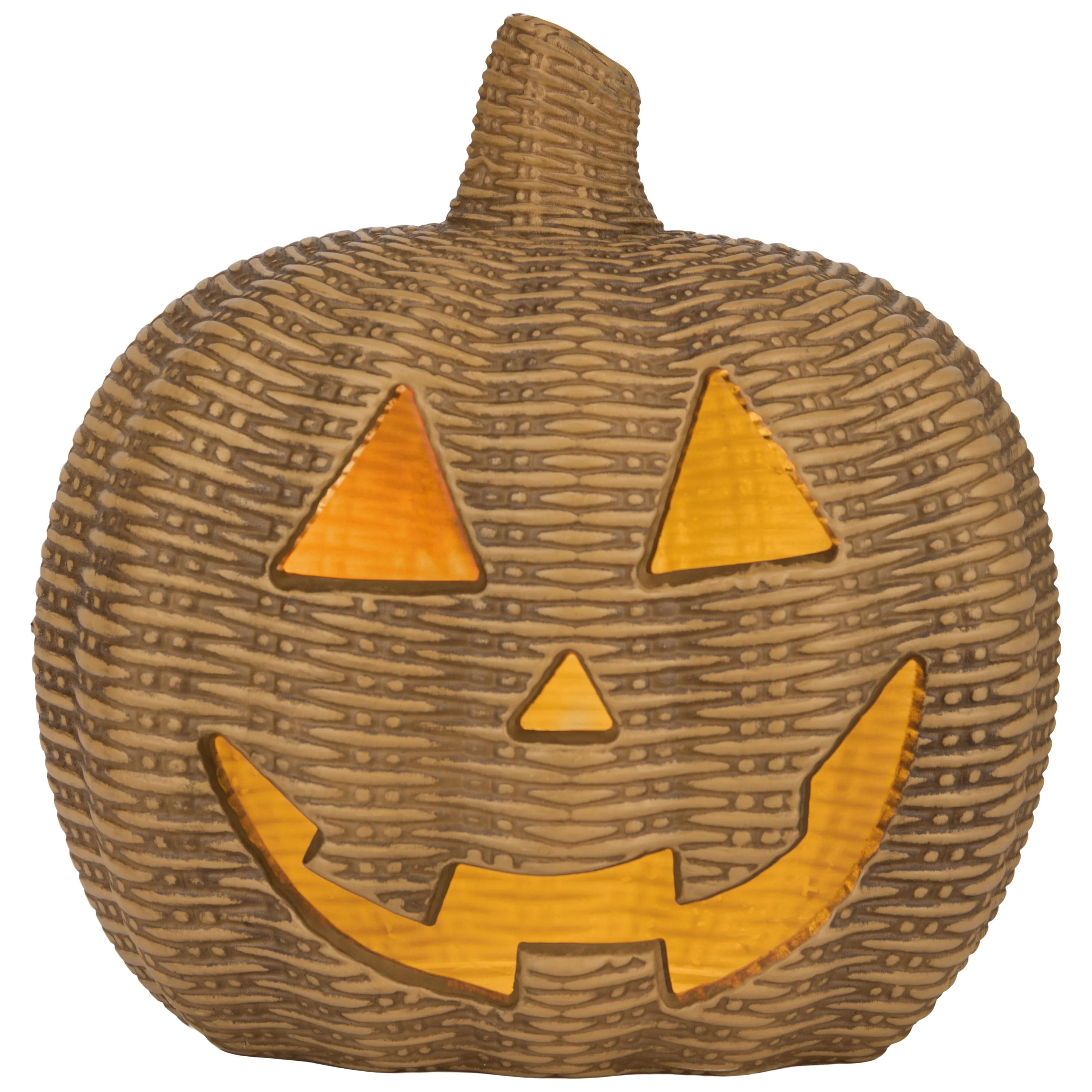 Light-Up Woven Jack-o'-Lantern Decoration, Tan, 8.6", Halloween by Way To Celebrate - Walmart.com | Walmart (US)