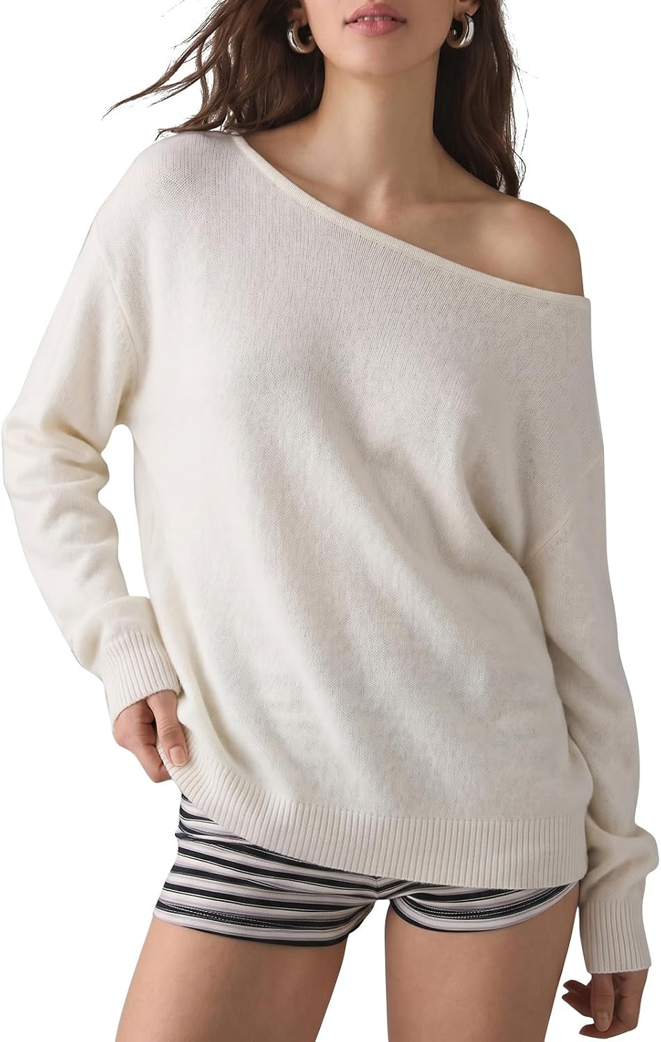 EXLURA Womens Cashmere Blend Sweaters Fall Winter Oversized Pullover Tops | Amazon (US)