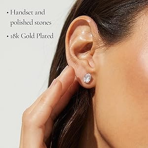 Nadri Oval Stud Earrings - Cubic Zirconia Earrings for Women, Bridesmaid Gifts for Wedding Day, H... | Amazon (US)