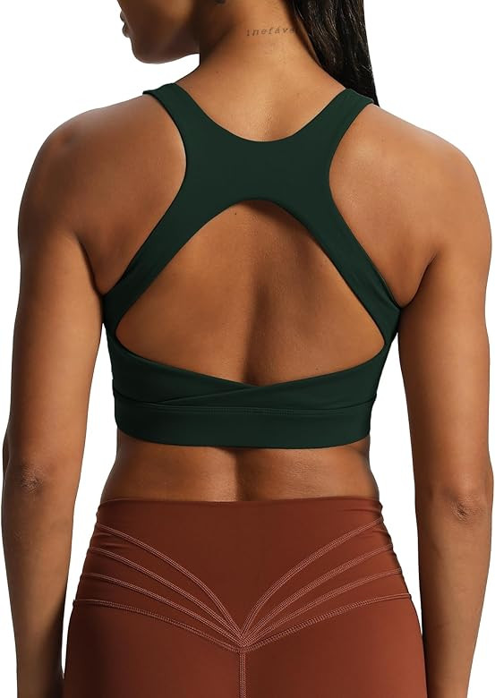 Aoxjox Women's Workout Sports Bras High Impact Fitness Backless Padded Training Gym Khloe Bra Yog... | Amazon (US)