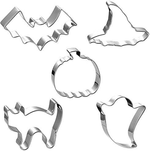 Halloween Cookie Cutters Set Large - Witch's Hat, Pumpkin, Ghost, Bat and Cat Cutter Stainless St... | Amazon (US)