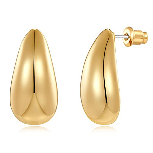 MUYAN Gold Small Long Waterdrop Earrings for Women Polished Tear Drop Earrings Jewelry | Amazon (US)