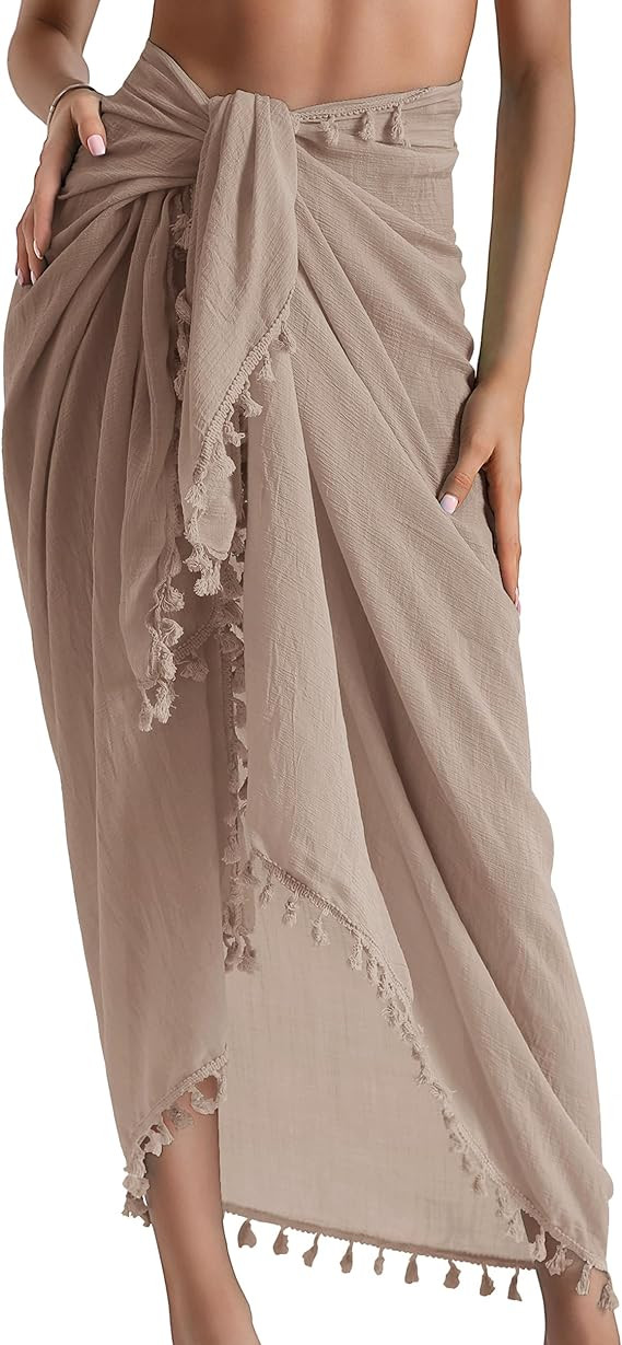 Sarong Cover Up Womens Beach Cover Up Bikini Bathing Suit Swimsuit Scarf Swimwear Coverup Sarong ... | Amazon (US)