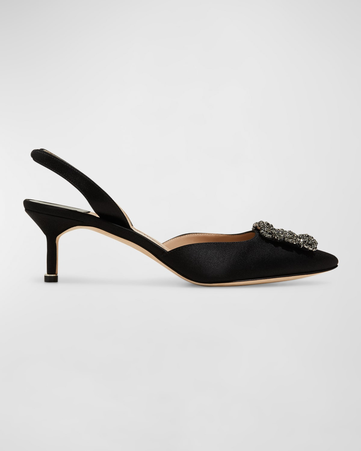 Hangisi Kitten-Heel Satin Slingback Pumps | Neiman Marcus