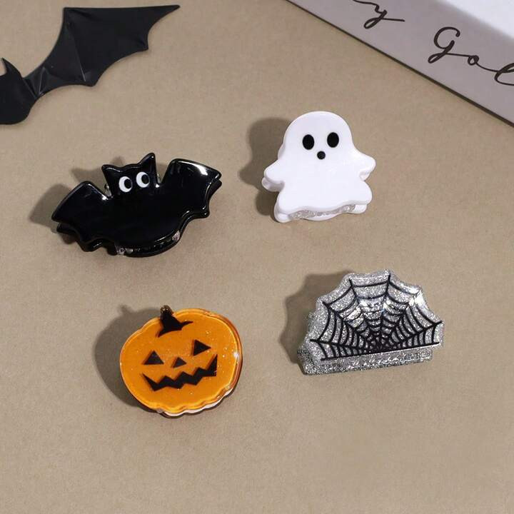 Halloween kleine Krallen-Greifer Kürbis Fledermaus Haarspange, süße Geister Cartoon Haarklamme... | SHEIN