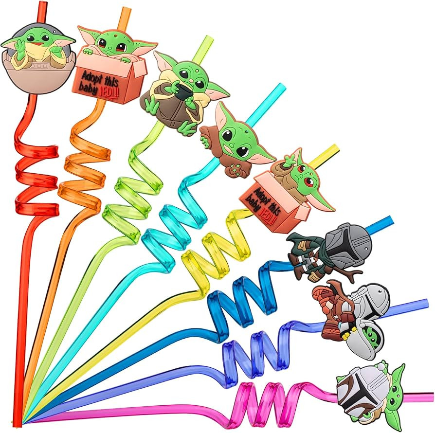 YAOOA 24 Pcs Baby Uda Straws,Party Favors,8 Figures,8 Colors,Birthday Party Supplies Straws with ... | Amazon (US)