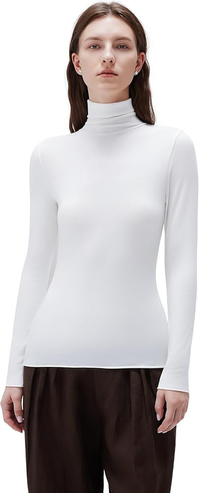 SUUKSESS Women Cashmere Turtleneck Long Sleeve Shirt Fitted Fall Basic Thermal Tops Fall Fashion | Amazon (US)