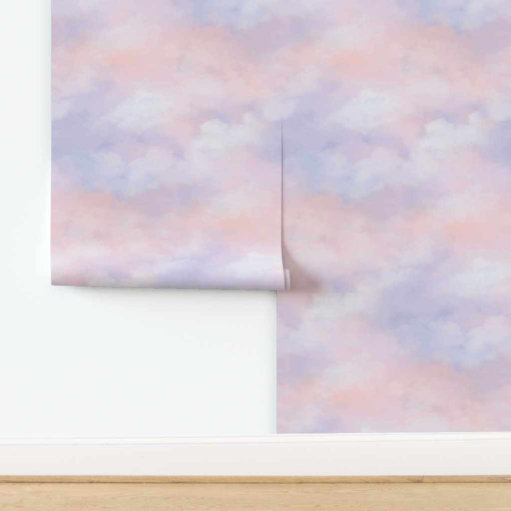 42Soft Cloudy Lover Pastel Skies - Teen Girl Bedroom Walls (Large Scale) Wallpaper bysarahxoclark | Spoonflower
