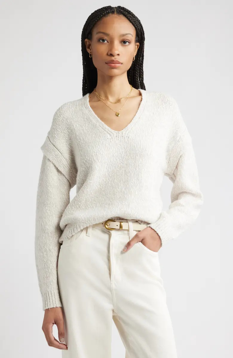 Marled Cotton & Wool Blend V-Neck Sweater | Nordstrom