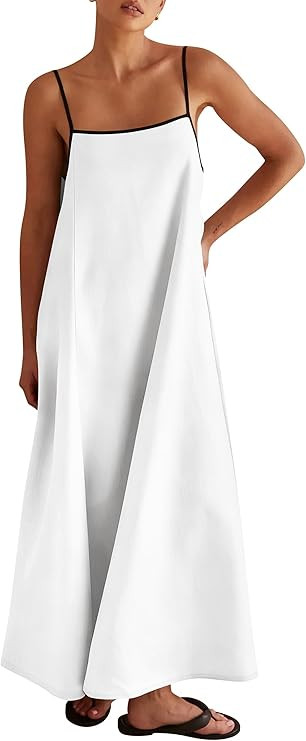ANRABESS Womens Summer Maxi Dress Casual Spaghetti Straps Sundress Flowy Long Dresses with Pocket... | Amazon (US)