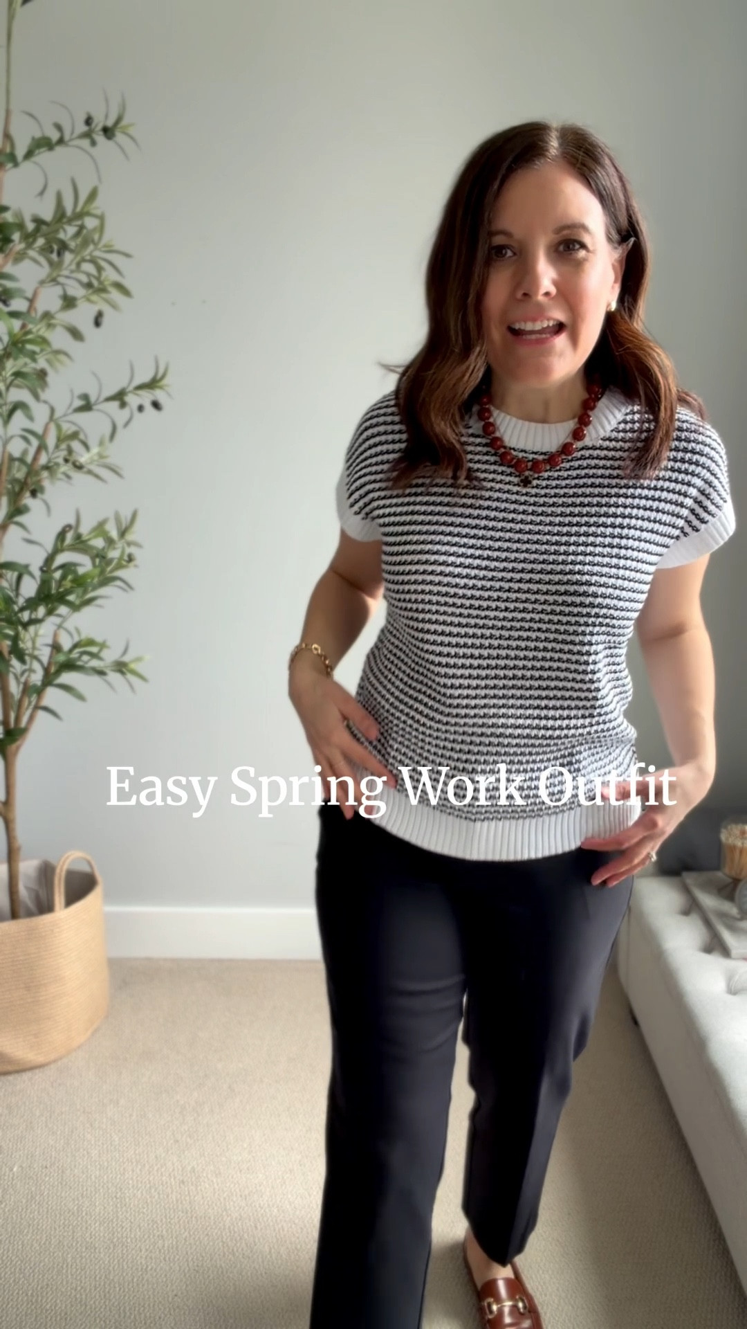 If you like slim ankle pants for work, pair them with a hip-length short sleeve sweater for an easy work outfit. This sweater has a slightly relaxed fit to balance out the slim fitting pants. If the sweater hits around the hip bone or just below, just leave it untucked. Add a trench coat or light jacket and you’re ready. Fit: LOFT riviera pants, I wear a size down in the curvy fit or my true size in the regular fit. Amazon sweater: fits big, I’m in a small. 

#LTKWorkwear #LTKMidsize #LTKOver40