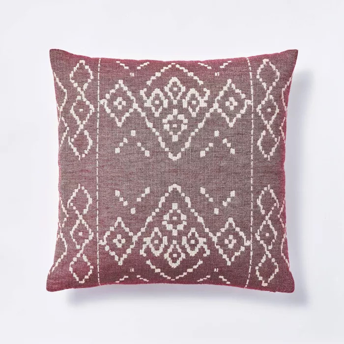 Woven Ikat Square Throw Pillow Burgundy - Threshold™ designed with Studio McGee | Target
