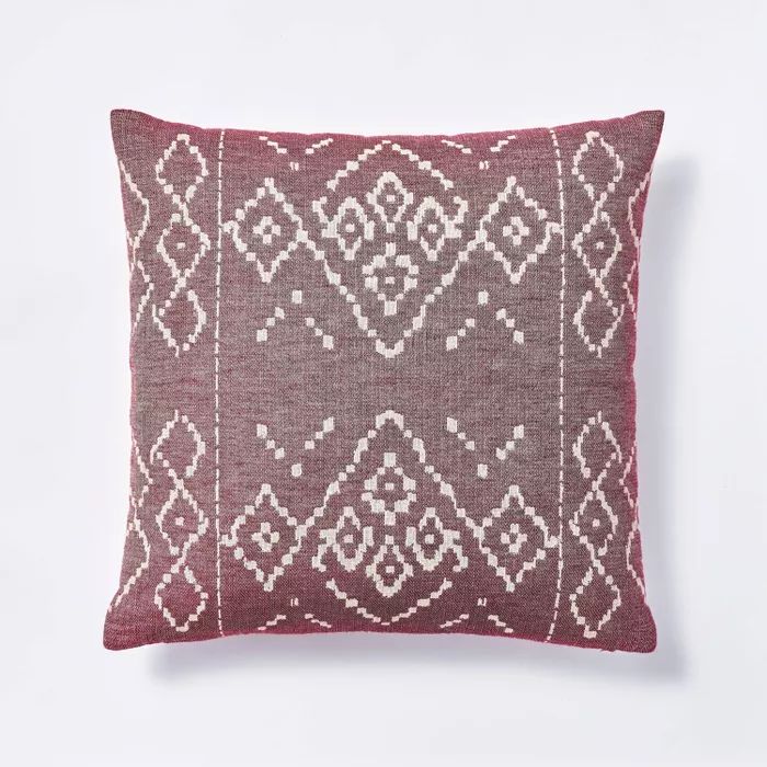 Woven Ikat Square Throw Pillow Burgundy - Threshold&#8482; designed with Studio McGee | Target